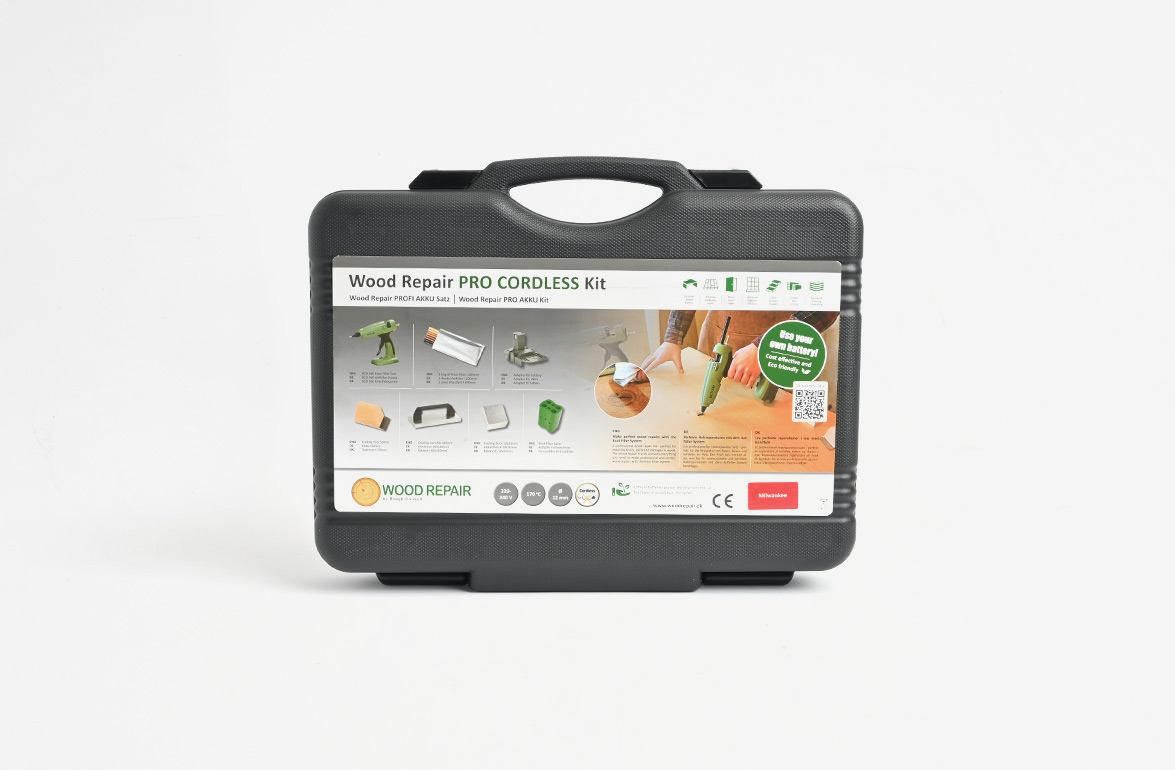 Wood Repair AKKU startkit i kuffert, inkl. batteripistol og batteriadapter